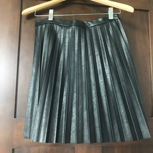 J. Crew faux leather black pleated mini skirt